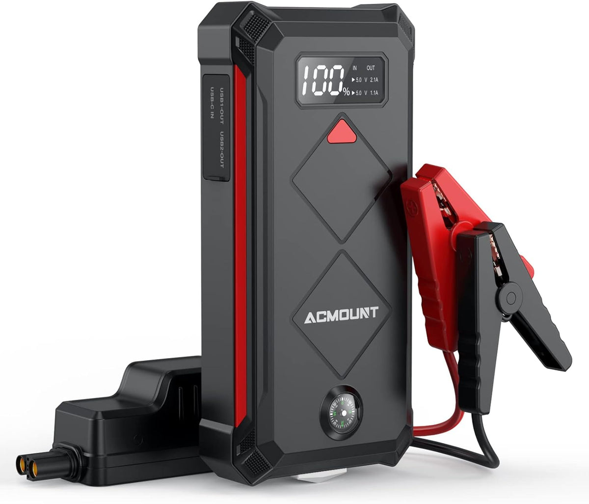 P100 Car Jump Starter, 5000A Peak Lithium Jump Starter Battery Pack for Up to 10.0L Gas or 8.0L Diesel Engine, Safe 12V Portable Battery Starter Power Pack with LED Screen & LED Light