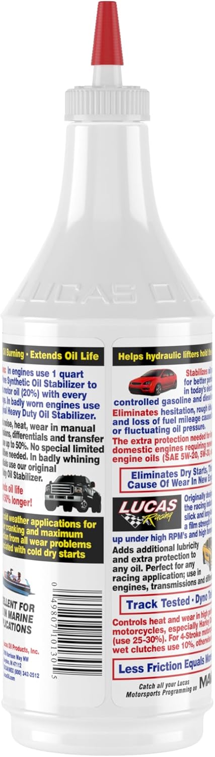 Lucas Oil 10130 Pure Synthetic Oil Stabilizer - 1 Quart (Pack of 2)