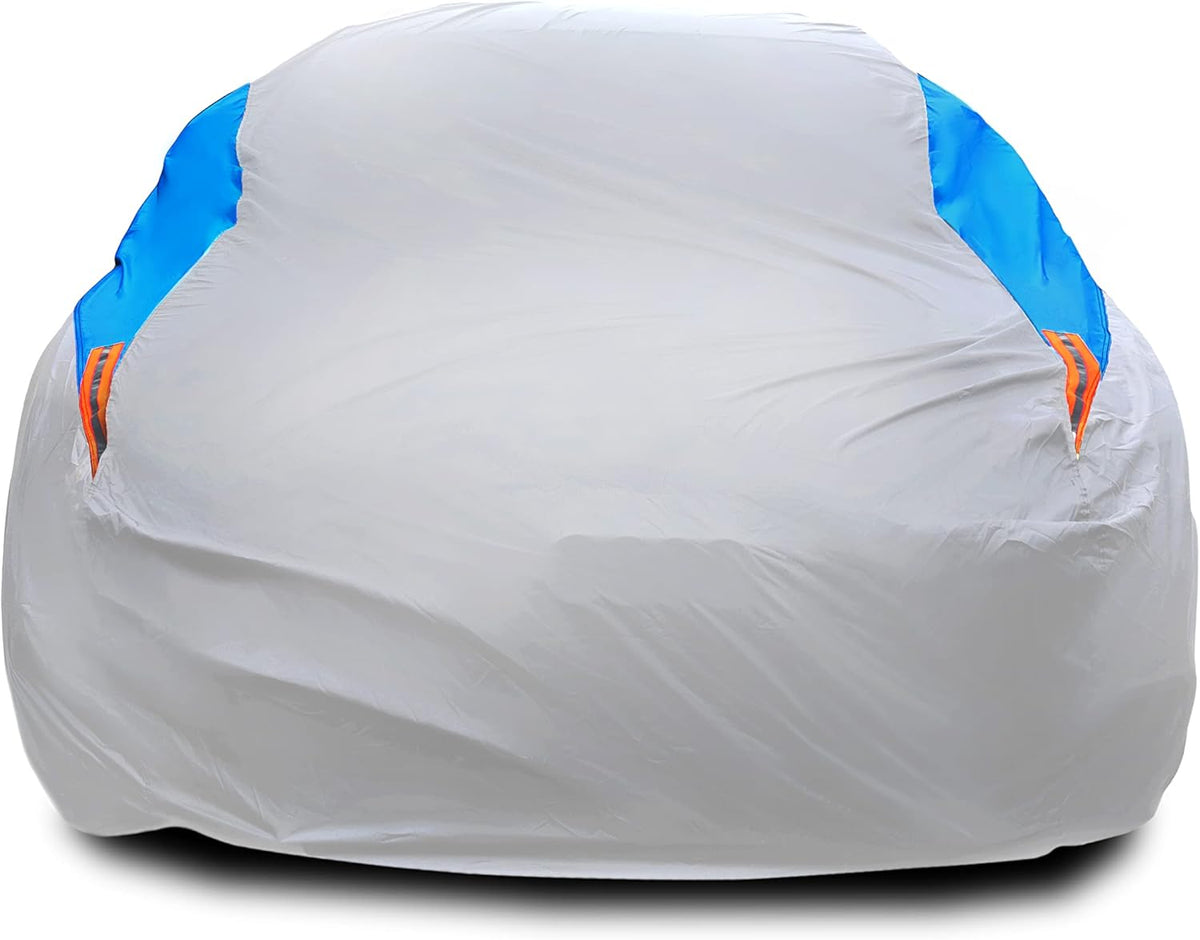 MORNYRAY Waterproof Car Cover All Weather Snowproof UV Protection Windproof Outdoor Full car Cover, Universal Fit for Sedan (Silvery, A2-Fit Sedan Length(Up to 177 inch)
