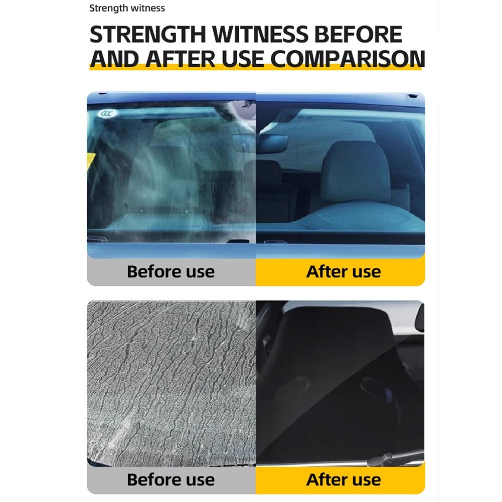 Bianca Glass Polishing Liquid D1, Bomini Car Glass Polishing Compound Windshield Cleaner Glas Oil Film Remover, Anti-Fog Hydrophobic Coating Spray, Scratches, Wiper Marks & Oil Film with Sponge