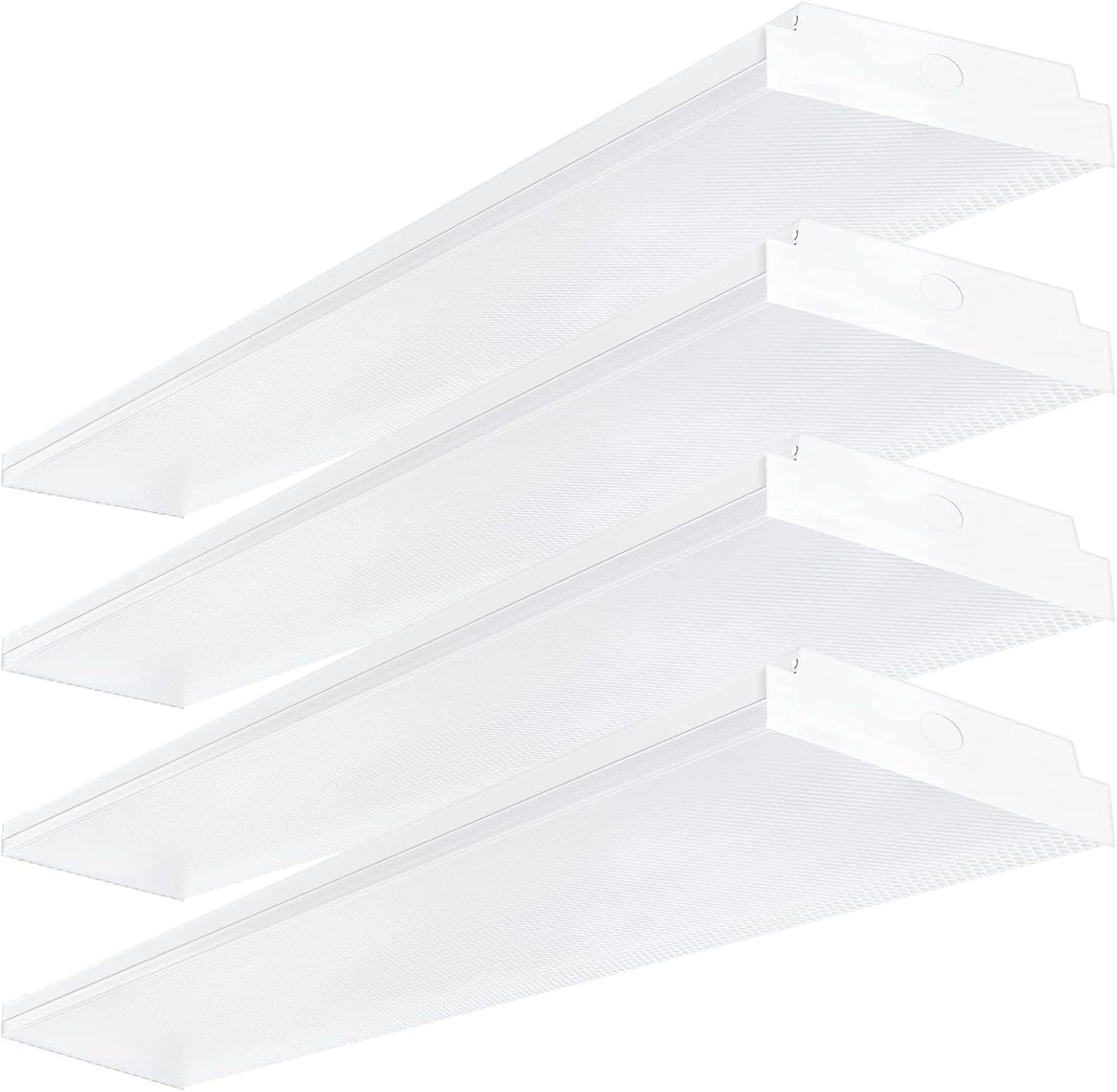 ANTLUX 4FT LED Wraparound 40W Shop Lights for Garage, 4400lm, 4000K, 4 Foot Crystal LED Wrap Light, 48 Inch Integrated Linear Strip Flush Mount Office Workshop Ceiling Lighting Fixture, 4 Pack