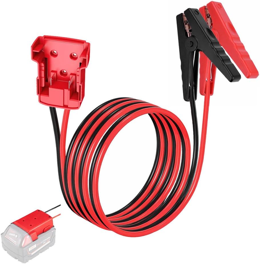 Jumper Cable Clamps Compatible with Mil.waukee M18, Silicone wire 6FT 8AWG Cable,18V Battery Jumper Starter for Mid-Size Cars Light Trucks Car Jump Starting Using Tool, 392 ℉ (200℃)