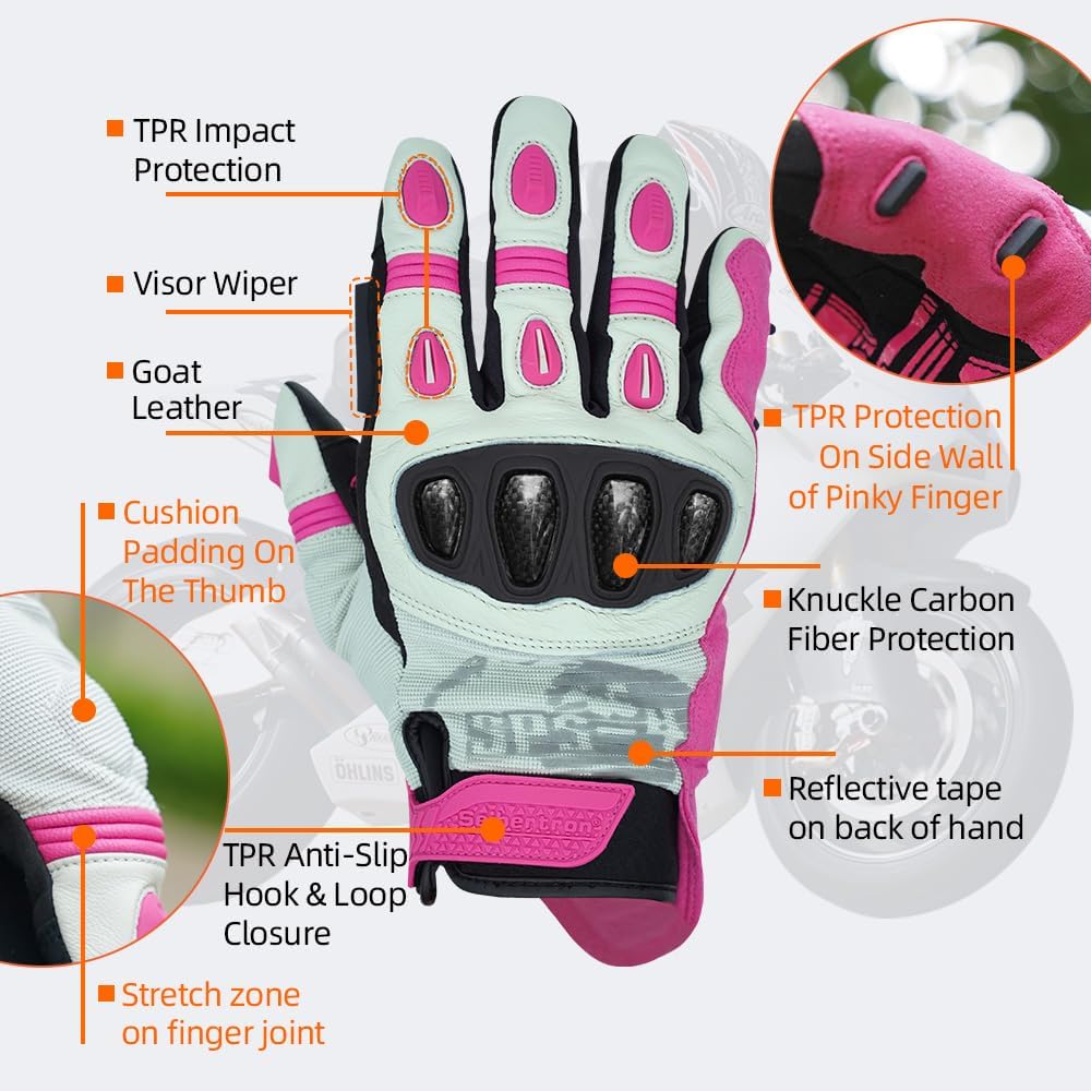 Seibertron SPS Series Touchscreen Motorcycle Motocross BMX ATV MTB Bicycle Cycling Full or Half Finger Gloves Adult and Youth