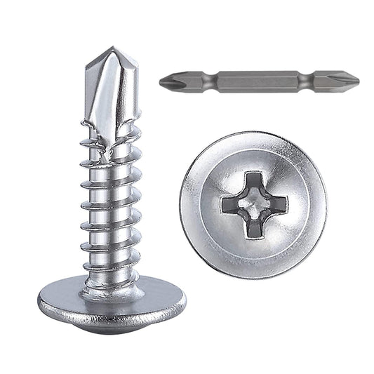 (300 pcs) Wensilon #10×5/8”for Sheet Metal Self-Tapping Screws 410 Stainless Steel Truss Head High-Strength Quick Tapping Screws