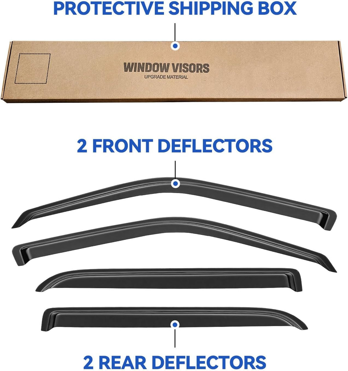 Window Visors Rain Guards for 2001 2002 2003 Ford F150 SuperCrew Cab, Out-Channel Window Vent Wind Deflectors Visors Shades for 2002 2003 Lincoln Blackwood