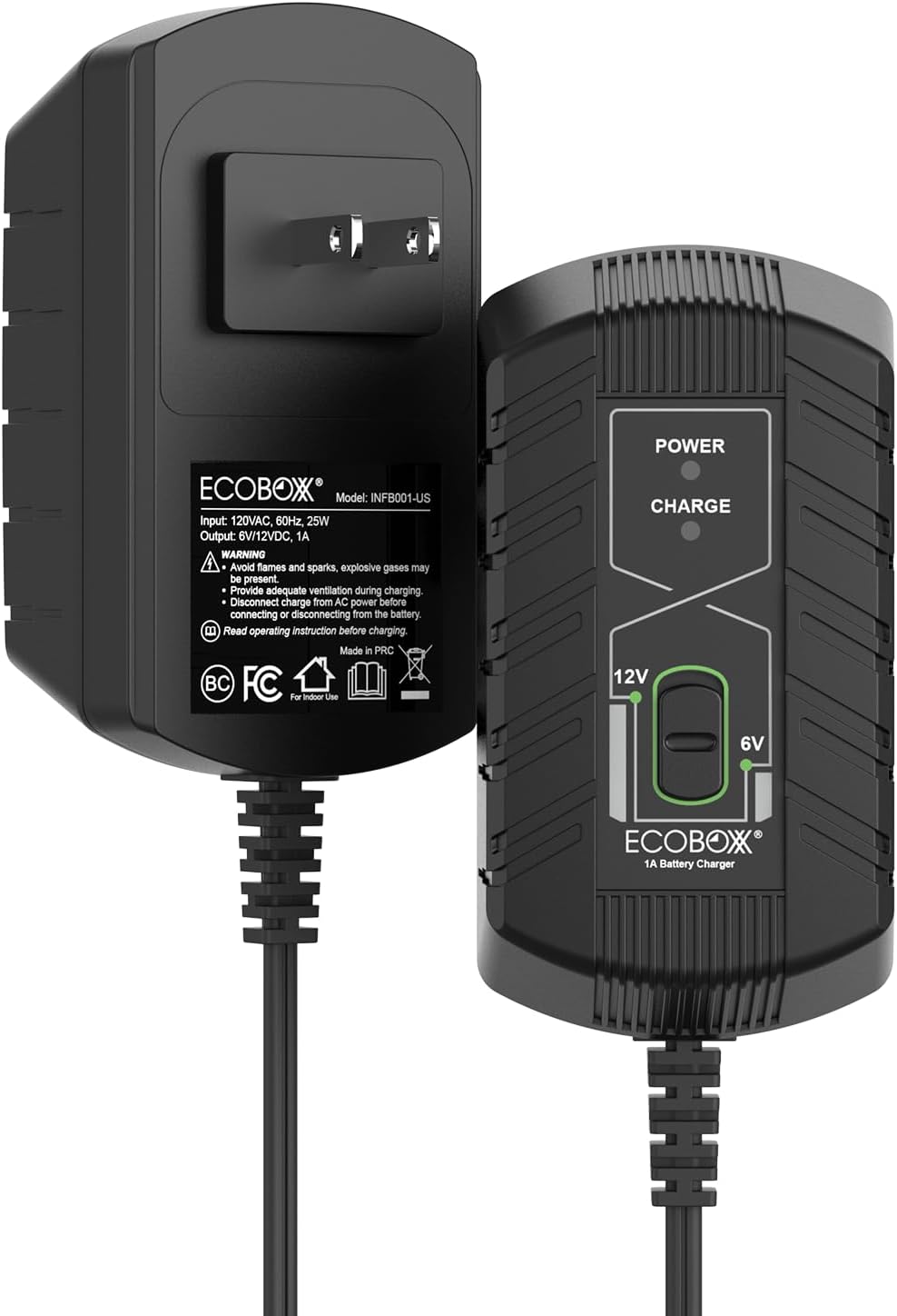 Infinity 1A Battery Charger, 6V / 12V, 3 Stage Charging, Battery Maintainer, Trickle Charge for Lead Acid, Gel, Lithium-ion, STD Batteries in Car, RV, Motorcycle, ATV, Boats
