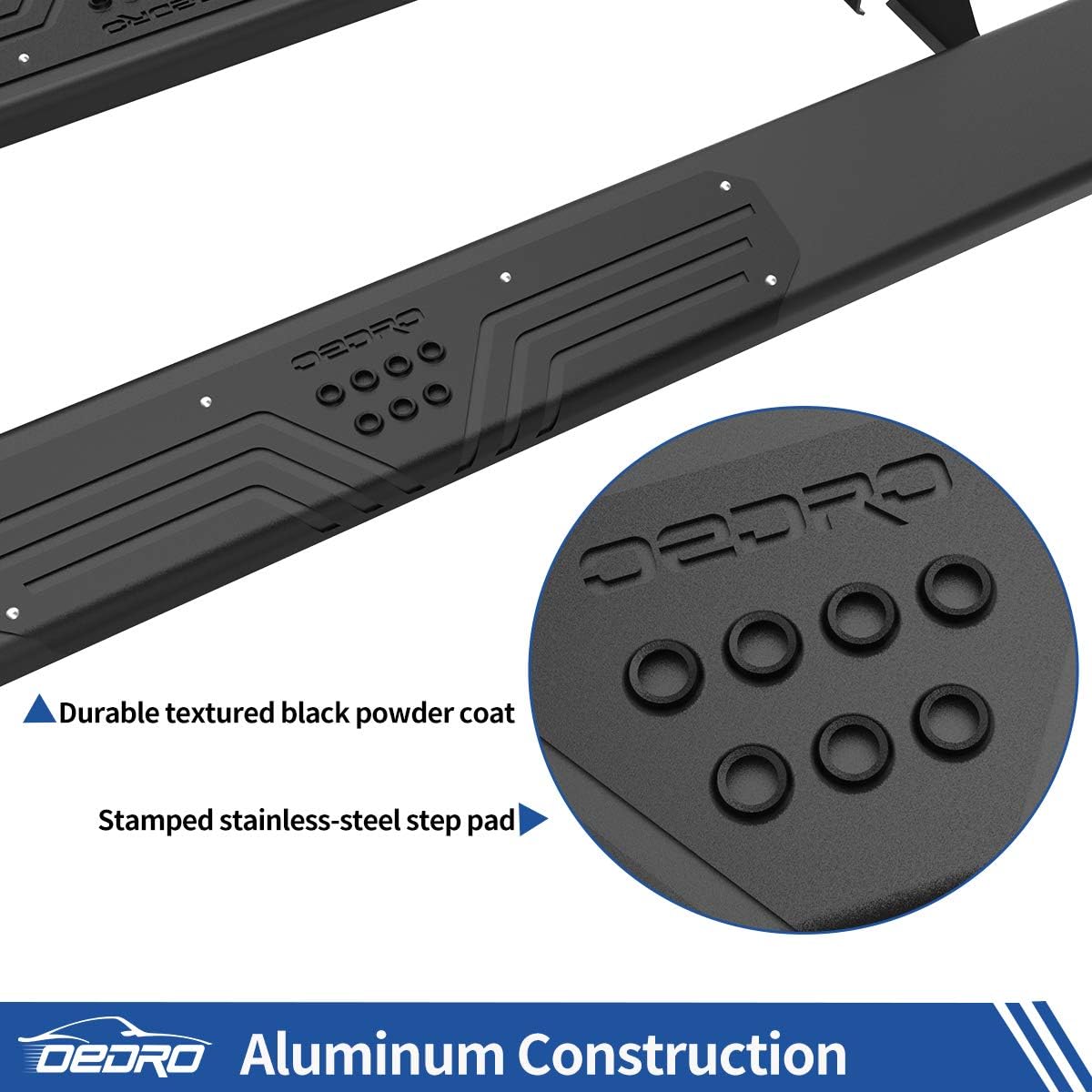 OEDRO Running Boards Compatible with 2019-2025 Chevy Silverado/GMC Sierra 1500, 2020-2025 2500HD 3500HD Crew Cab(Excl. 2019 1500 LD/Limited), Bolt-on Side Steps Steel Nerf Bars