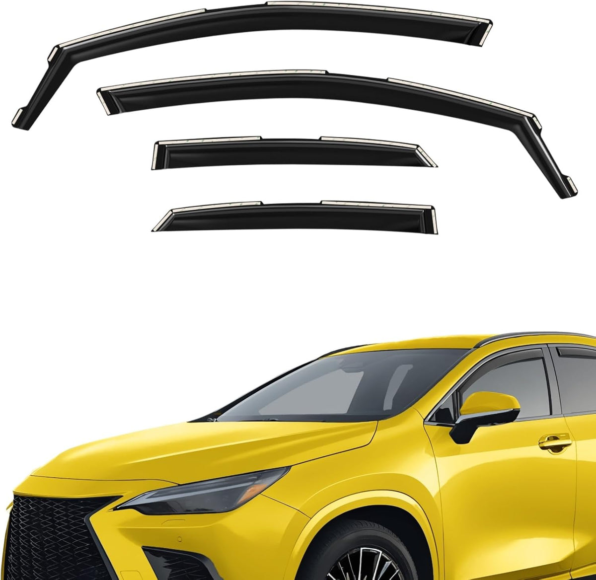 Extra Durable Window Deflectors in-Channel Window Visors Rain Guards Fit for NX 2022-2025, Sun Visors, Wind Vent for Shades, Exterior Car Accessories - 4 pcs. AG0861