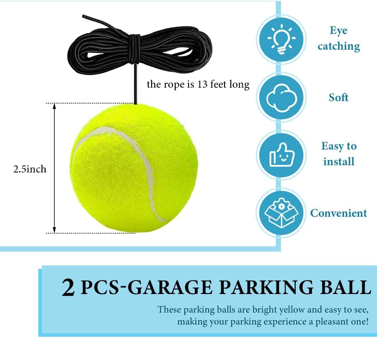 2PC Garage Parking Assistance Tennis Balls, Garage Car Stop Indicator, Garage Tennis Ball Parking Aid, Suitable for Parking aids for Home Garage. (Basketball)
