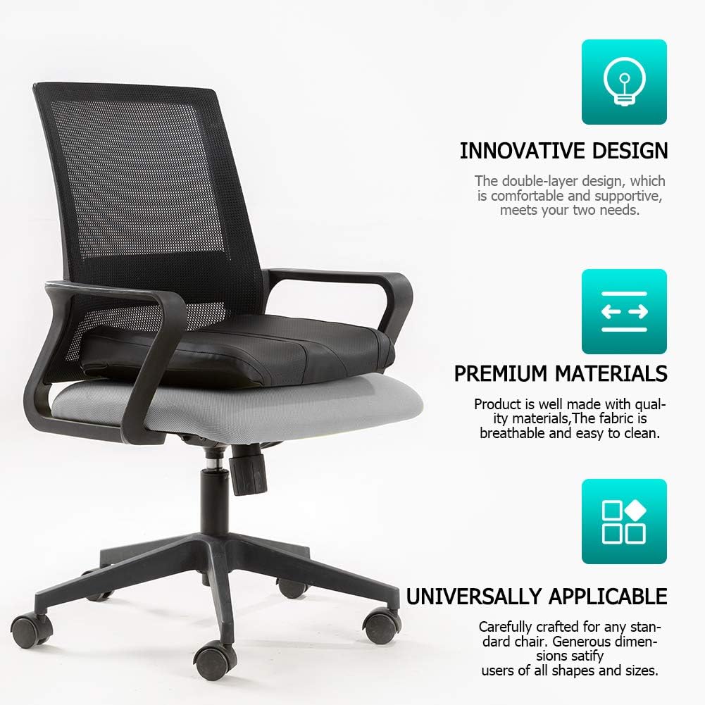 Leather Car Memory Foam Heightening Seat Cushion for Short People Driving, Hip(Coccyx/Tailbone) and Lower Back Pain Relief Butt Pillows, Adult Booster Seat for Car,Truck,SUV, Office Chair.