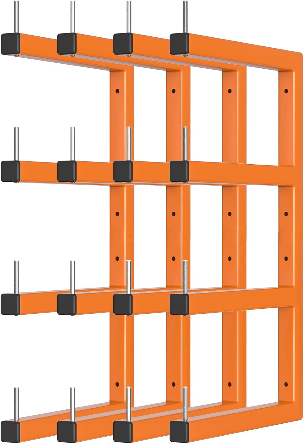 4-Pack Lumber Storage Rack, Wood Storage Racks Wall Mount, Heavy Duty Garage Wood Organizer With 8-Level System, Orange Utility Rack Organization Up 1600 Lbs, Metal Lumber Shelf for Indoor & Outdoor
