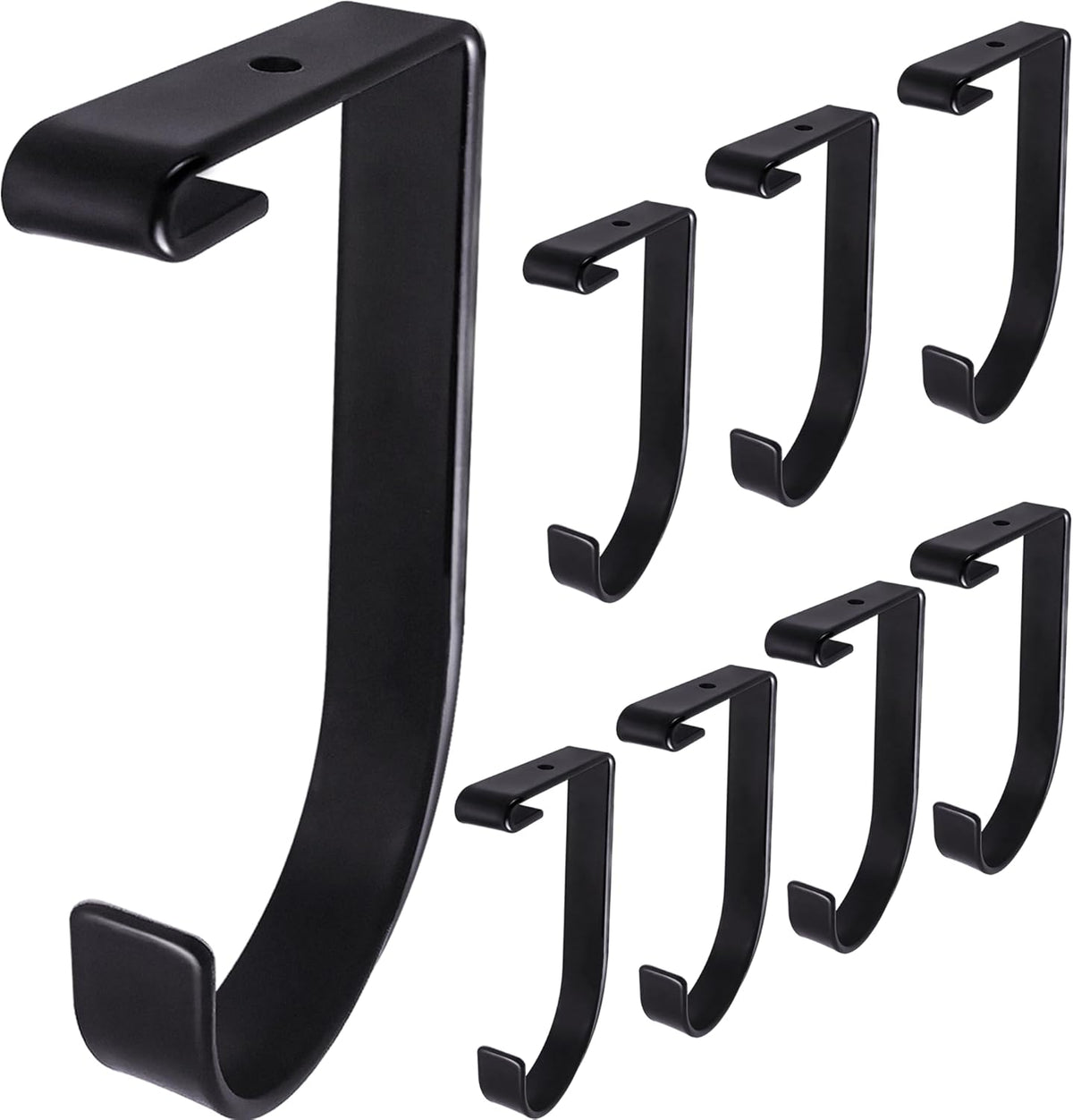 8-Pack Heavy Duty Add-On Flat Hook Accessory for Garage Ceiling Storage Rack and Wall Shelving, Alloy Steel, Black - Suitable for FLEXINOUMTS Racks and Shelves