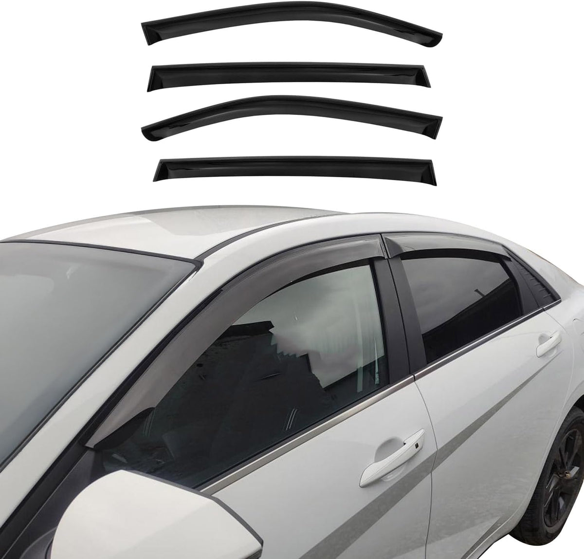 OMAC Window Visor Vent Rain Deflector for Honda Civic Hatchback 2006-2011 Smoke 4 Pcs