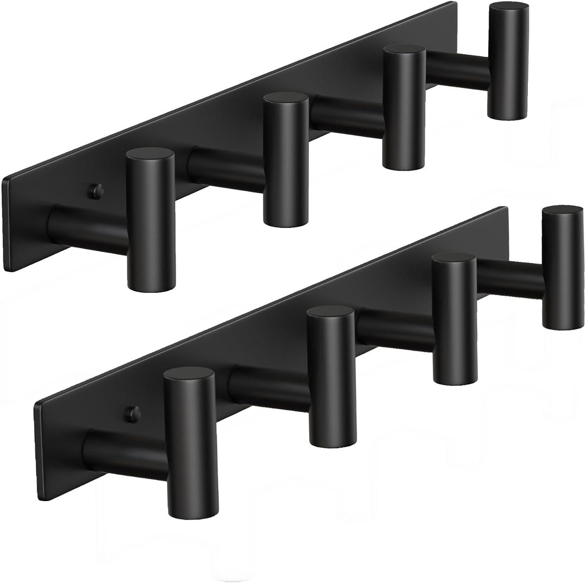 Coat Rack Wall Mounted with 4 Hooks, Wall Hooks for Hanging Towel Coat Hat Bag, Heavy Duty, Metal Hat Rack Coat Hanger Towel Hooks Coat Hooks for Entryway Bathroom Kitchen (Black, 2 Packs)