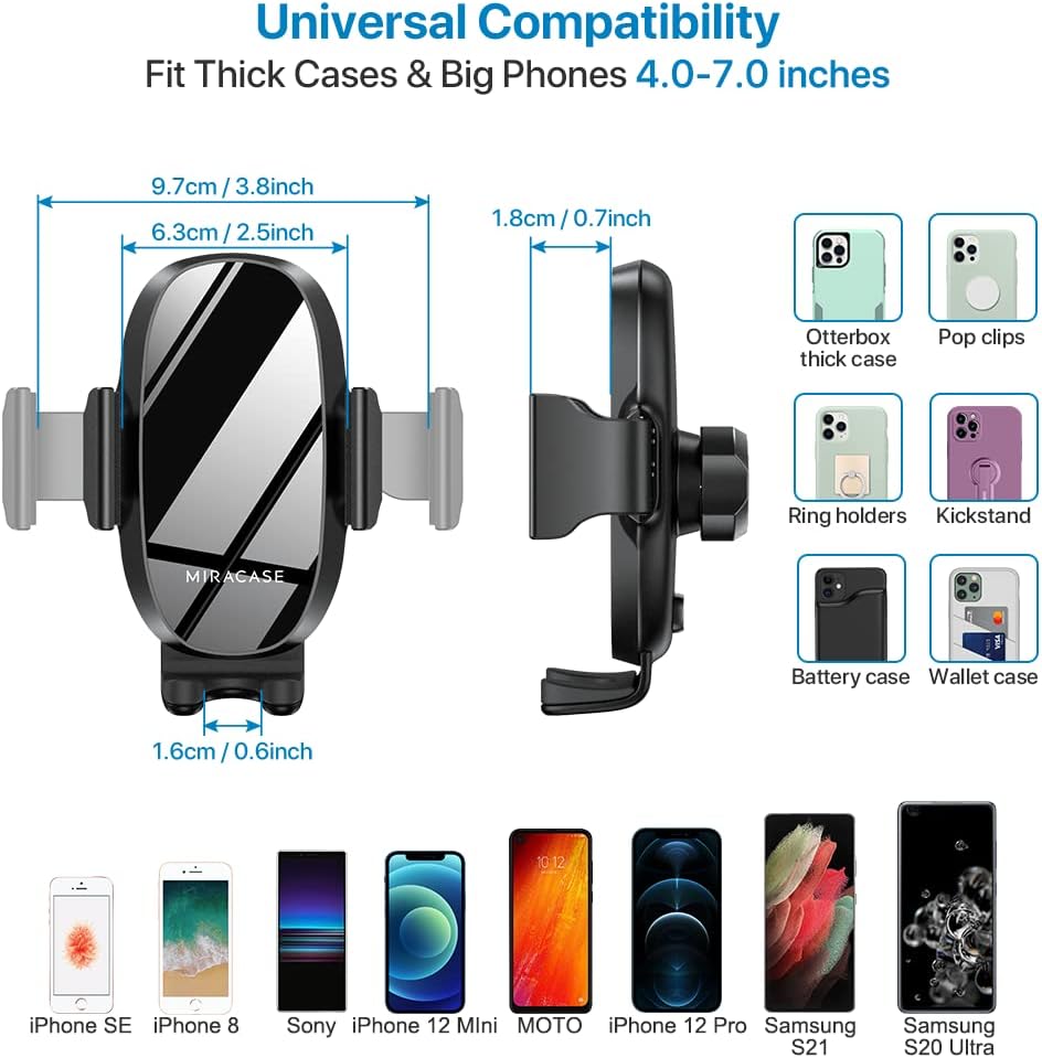 Miracase Cup Phone Holder for Car, [Upgraded Version] Adjustable Long Neck Car Cup Holder Phone Mount Cradle Friendly Compatible with iPhone Samsung Google and All Smartphones, Red