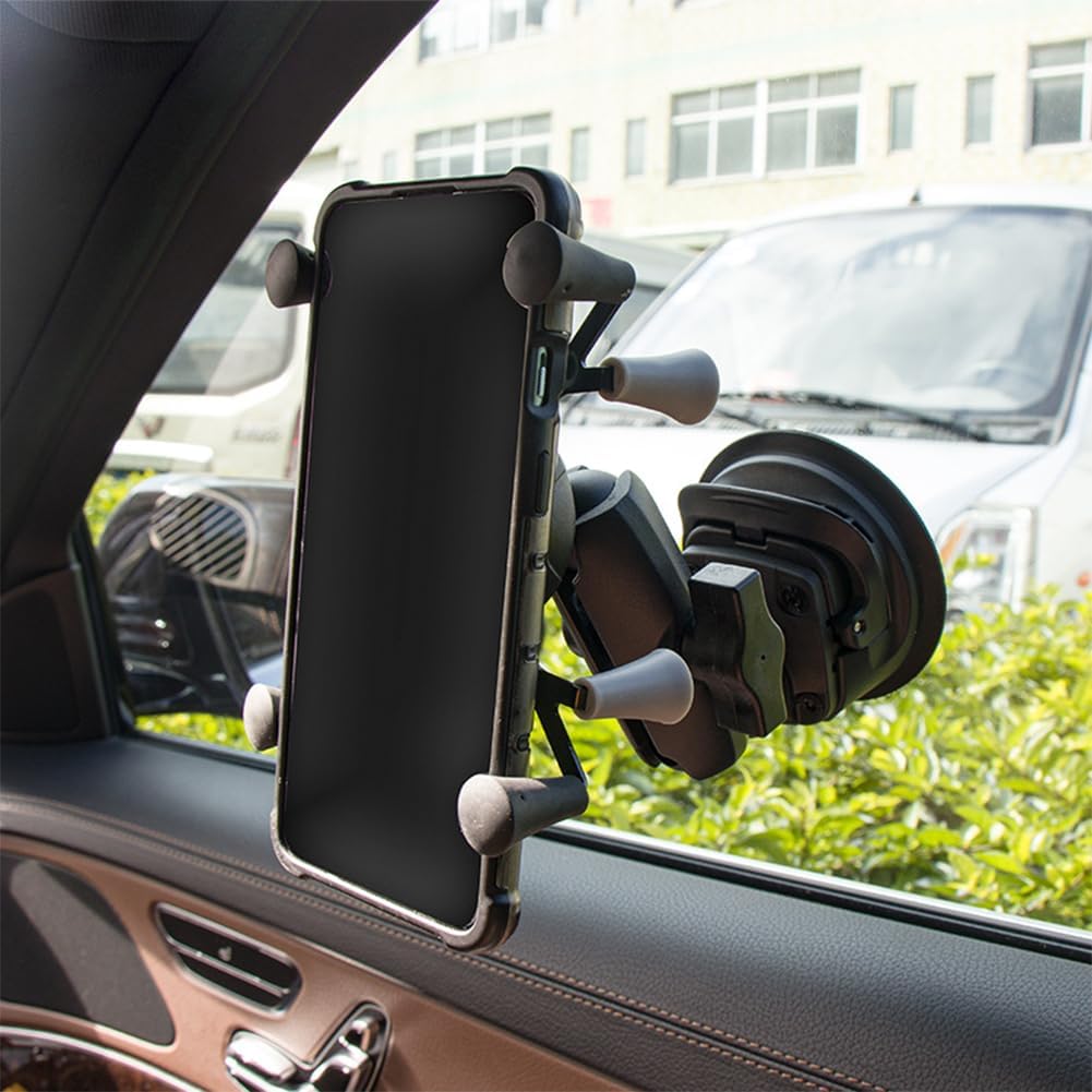 Strg Phone Mount with Twist-Lock Suction Cup Base, Universal Phone Holder for Car Truck Vehicle Windshields Window and More Smooth Surface