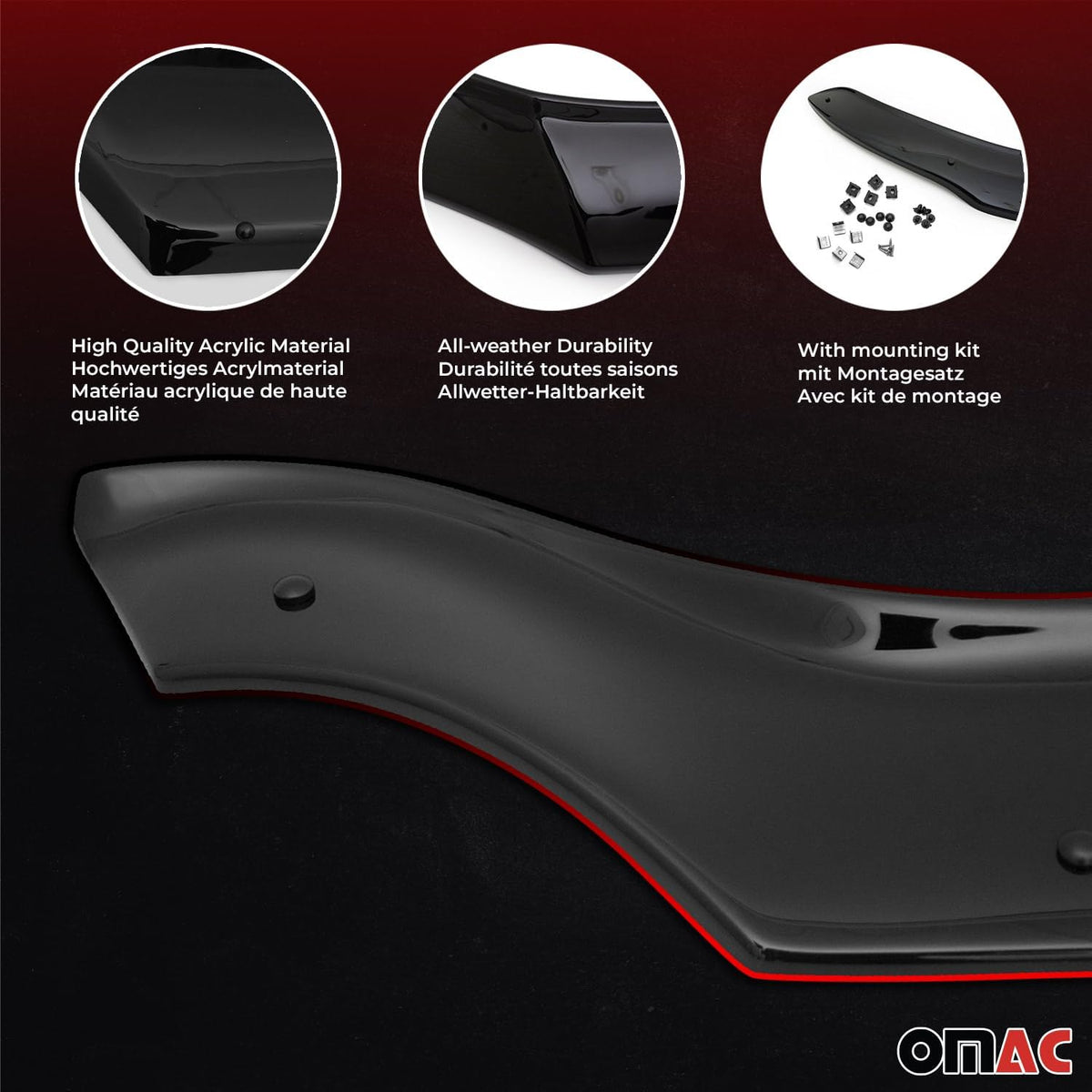 OMAC Front Bug Shield Hood Deflector Guard for Subaru Outback 2015-2019 Black Smoke