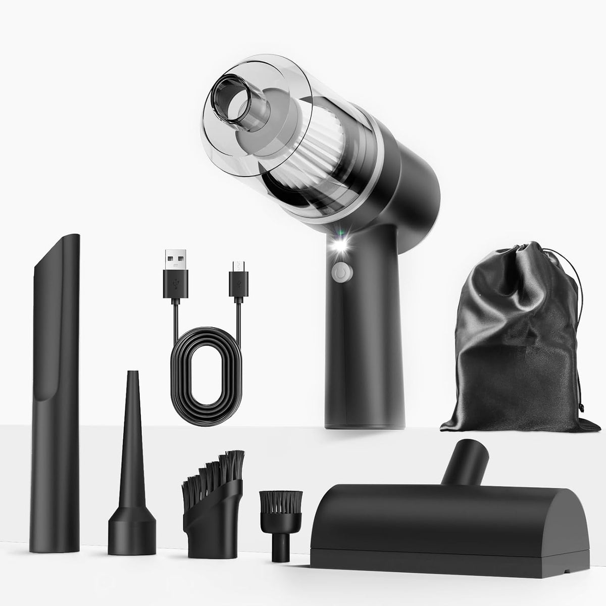 Handheld Vacuum Cordless Rechargeable with LED Light and Multi-Nozzles,15000 Pa Car Vacuum Portable Cordless, 120W Powerful Mini Vacuums Cleaner for Home, Car, Pet Hair, DC Motor, Black
