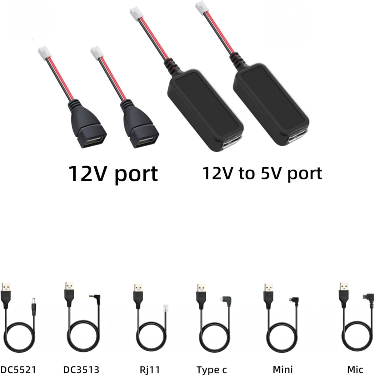 Radar Detector Cord hardwire kit,Dash cam Rearview Mirror Plug Cord,Install Three Devices at The Same time, Such as Baby Car Camera/Dash Cam/Portable Carplay Screen for Car/Backup Camera/Navigation