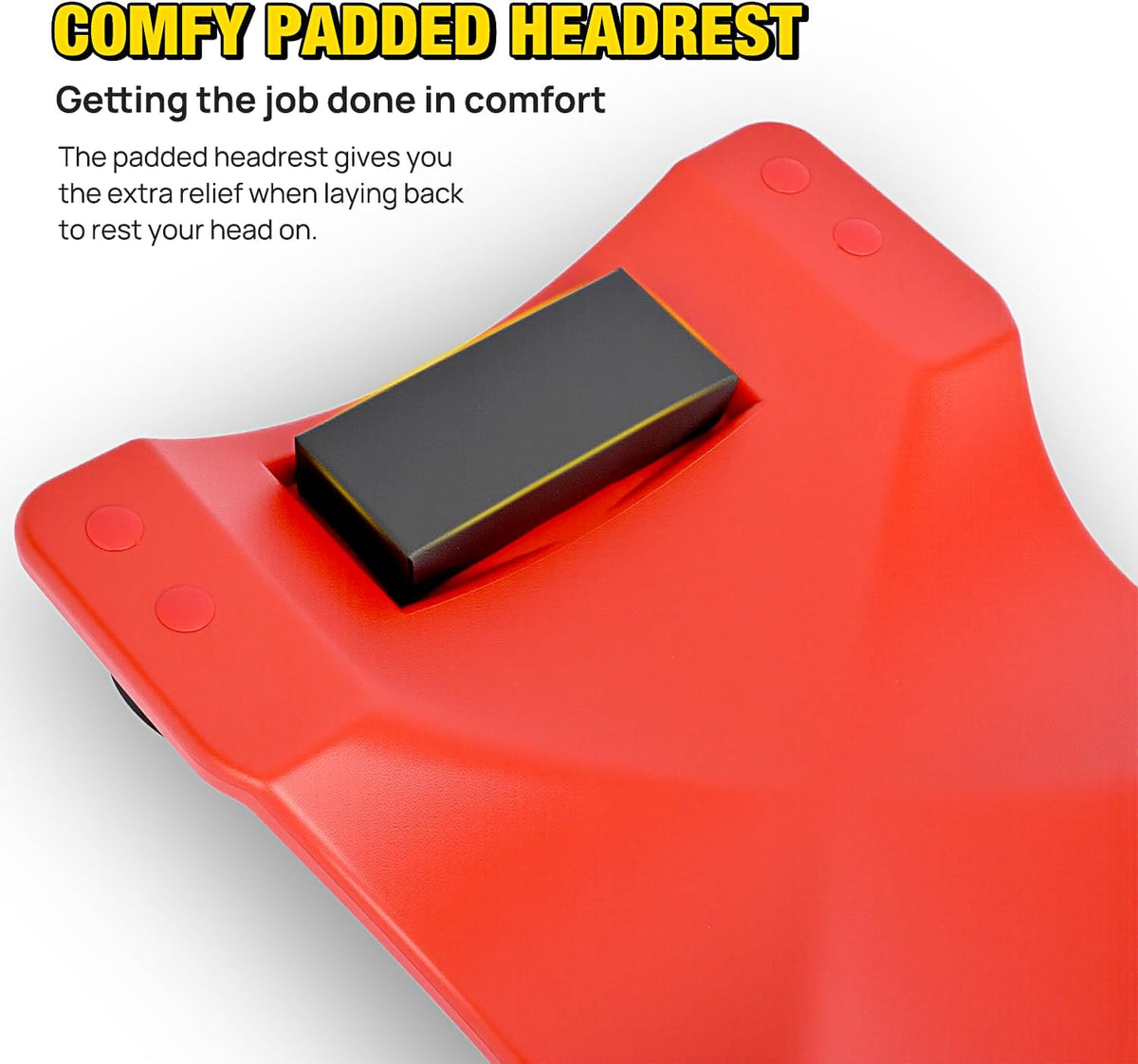 Nilight 40" Mechanic Plastic Creeper - 40 Inches Heavy Duty Shop Creeper with Padded Headrest and 6 Casters, 350 lbs Capacity, Red
