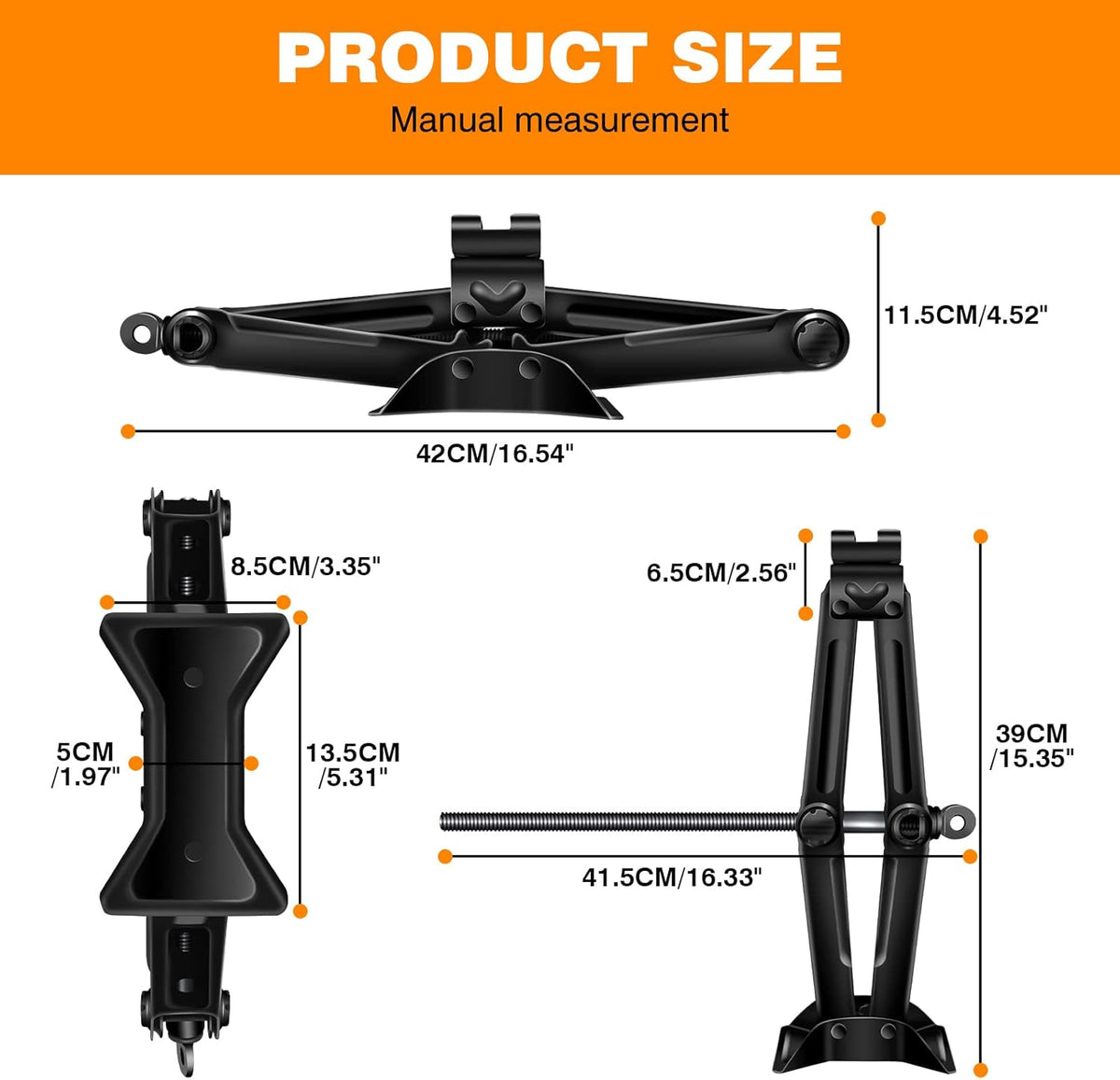 Scissor Jack Car Jack Car Scissor Jack with Hand Crank Portable Repair Tool- 2 Ton/ 4.2-15 Inch(2 Pack)