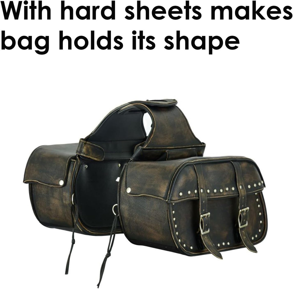 GARGOYLE BELLS Motorcycle Saddle Bags Leather Motorcycle Luggage Bag with Gun Holsters For Softails Sportsters and Choppers Waterproof Luggage Bags For Motorcycle
