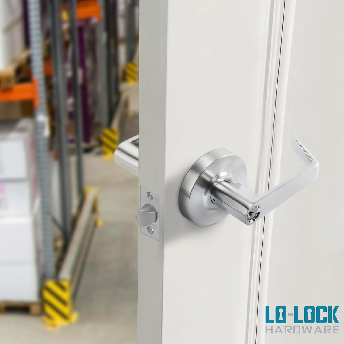 Commercial Lever Door Lock - Heavy-Duty Locking Door Handle, ADA Door Handles, Cylindrical Lever Lock, Non-Handed Grade 2 Industrial Door Handle, 26D Satin Chrome, Entrance Keylock