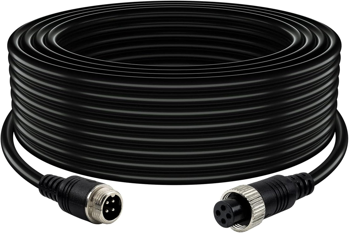 Car Video 4-Pin Aviation Extension Cable for CCTV Rearview Camera Truck Trailer Camper Bus Vehicle Backup Monitor System-65.6Ft/20M