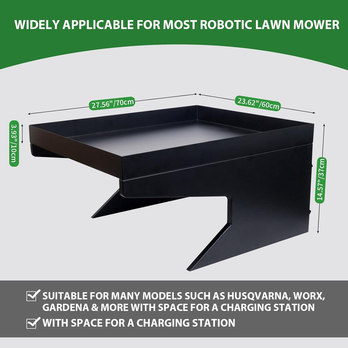 Weatherproof Robotic Lawn Mower Garage with Planter Compatible for All Robotic Lawn Mower Heavy-Duty Metal Shelter for Lawn Mower (27''x24''x14'') UV Protection & Drainage System