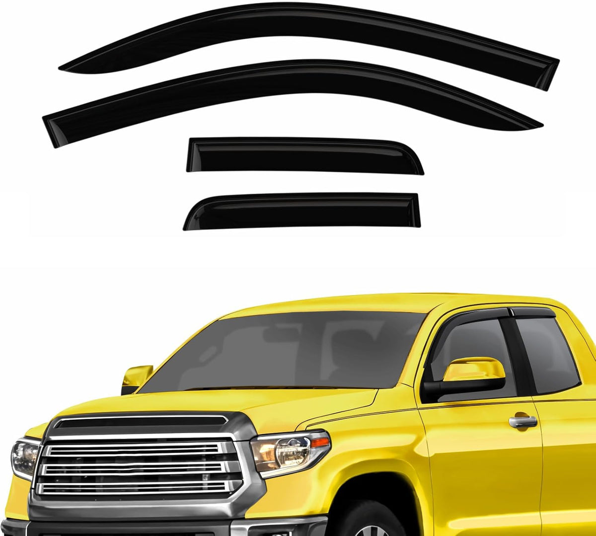 Extra Durable Window Deflectors Tape-On Window Visors Rain Guards Fit for Toyota Tundra 2007-2021 Double Cab, Sun Visors, Wind Vent for Shades, Exterior Car Accessories - 4pcs. AG0293