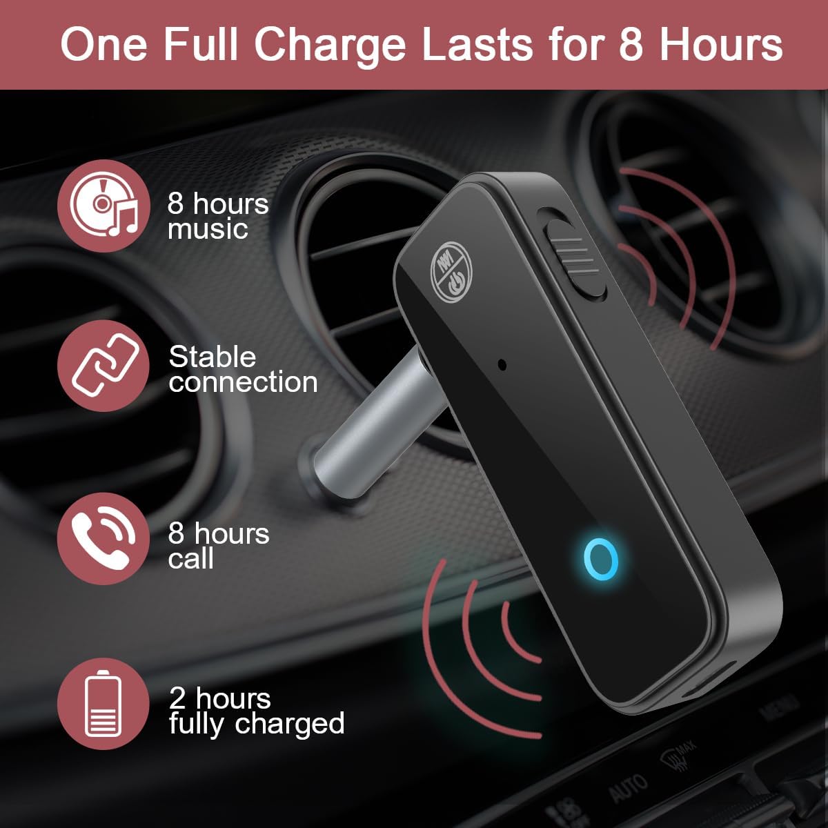 LOFICOPER Bluetooth AUX Adapter for Car, Bluetooth 5.3 Transmitter Receiver, 3.5mm Wireless Audio Receiver with Hands-Free Call, for Car, Home Stereo, Wired Headphones, Speaker, 2 Pack
