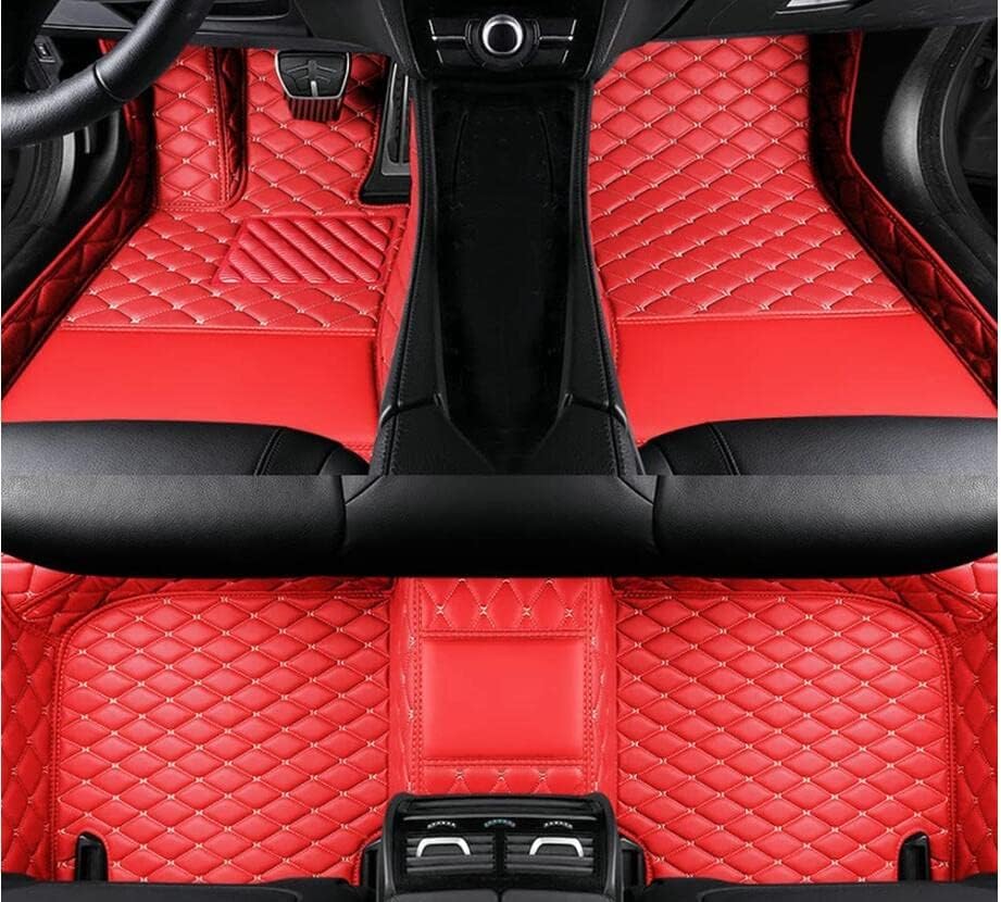 Custom All-Weather Protection Leather Car Floor Mats for Cars Sedan SUV Sports Car Waterproof Floor Mat (Red)