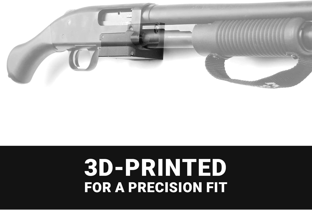 Spartan Mounts Compatible with Mossberg 88, 500, 590 Shotgun Display Storage Organization System | Unique Low Profile Design | Gun Safe Wall Room Mounting Solution (12-Gauge, Barrel Points Right)