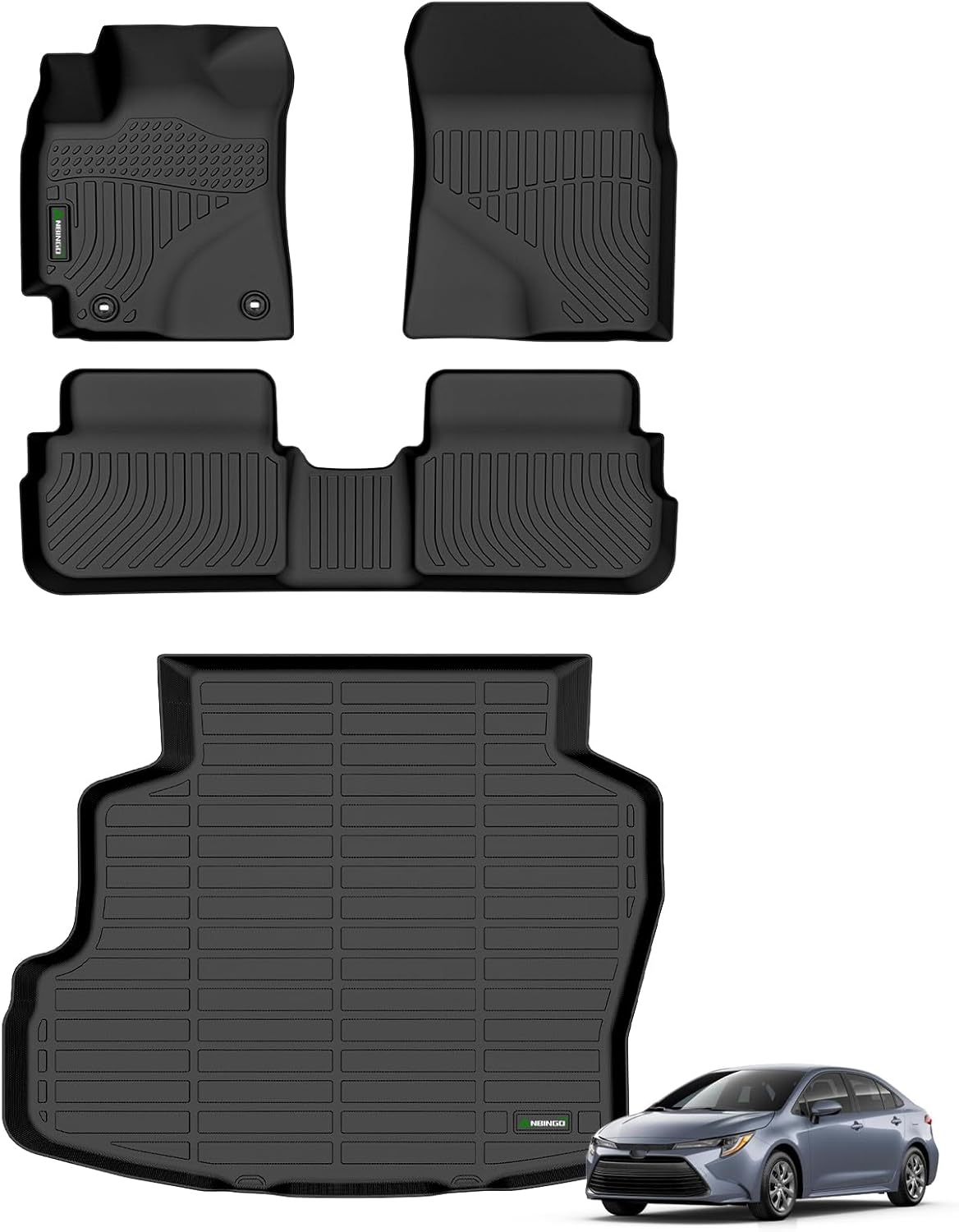 ANBINGO®-Floor Mats & Cargo Liner Custom for Toyota Corolla 2009-2013, All Weather Corolla Floor Mats Protection TPE Heavy Duty Non-Slip Automotive Corolla Car Mats Fits Full Set Accessories, Black