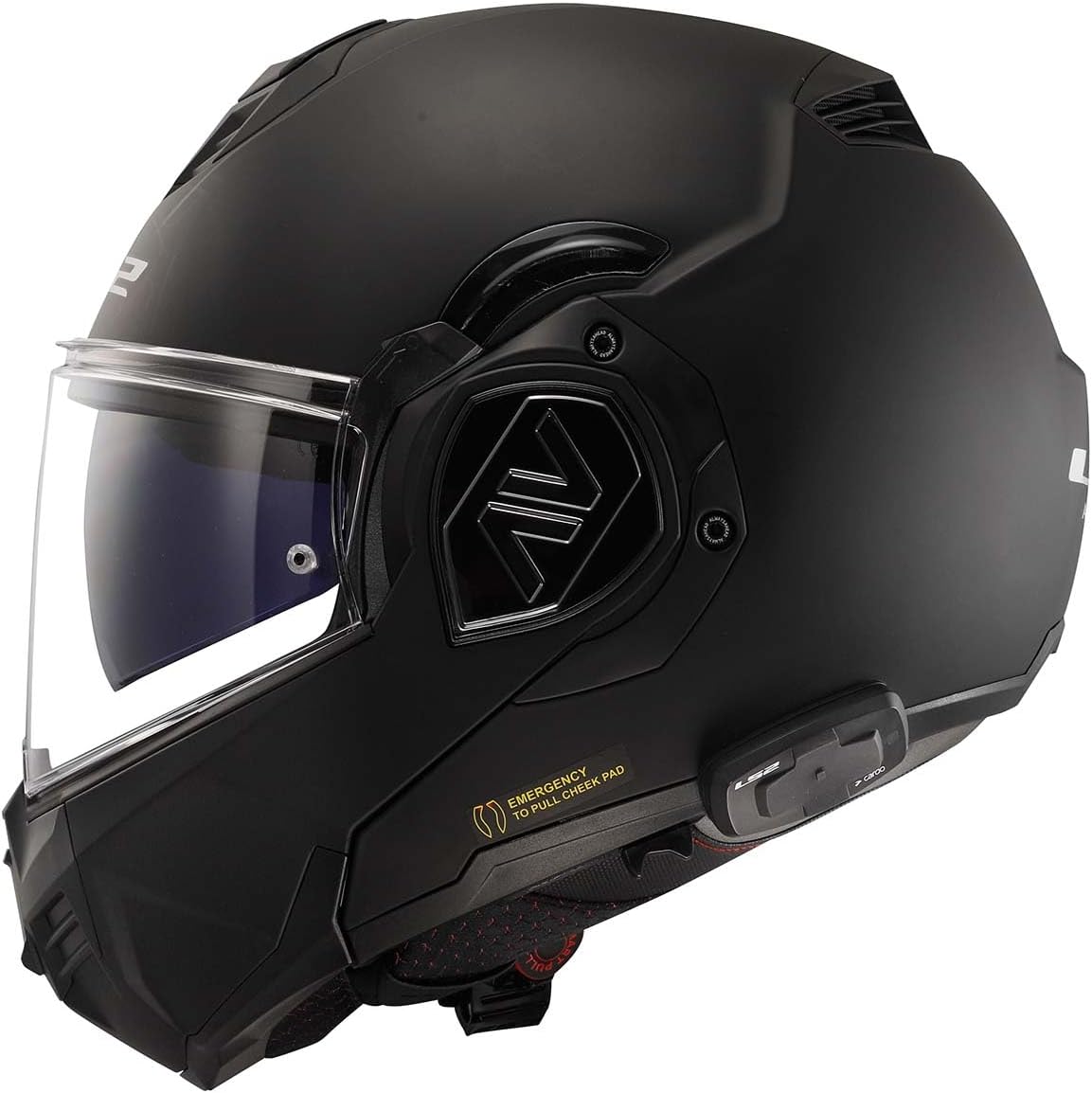LS2 Helmets Advant Modular Helmet with Integrated Cardo 4X Bluetooth (Noir Matte Black - X-Small)