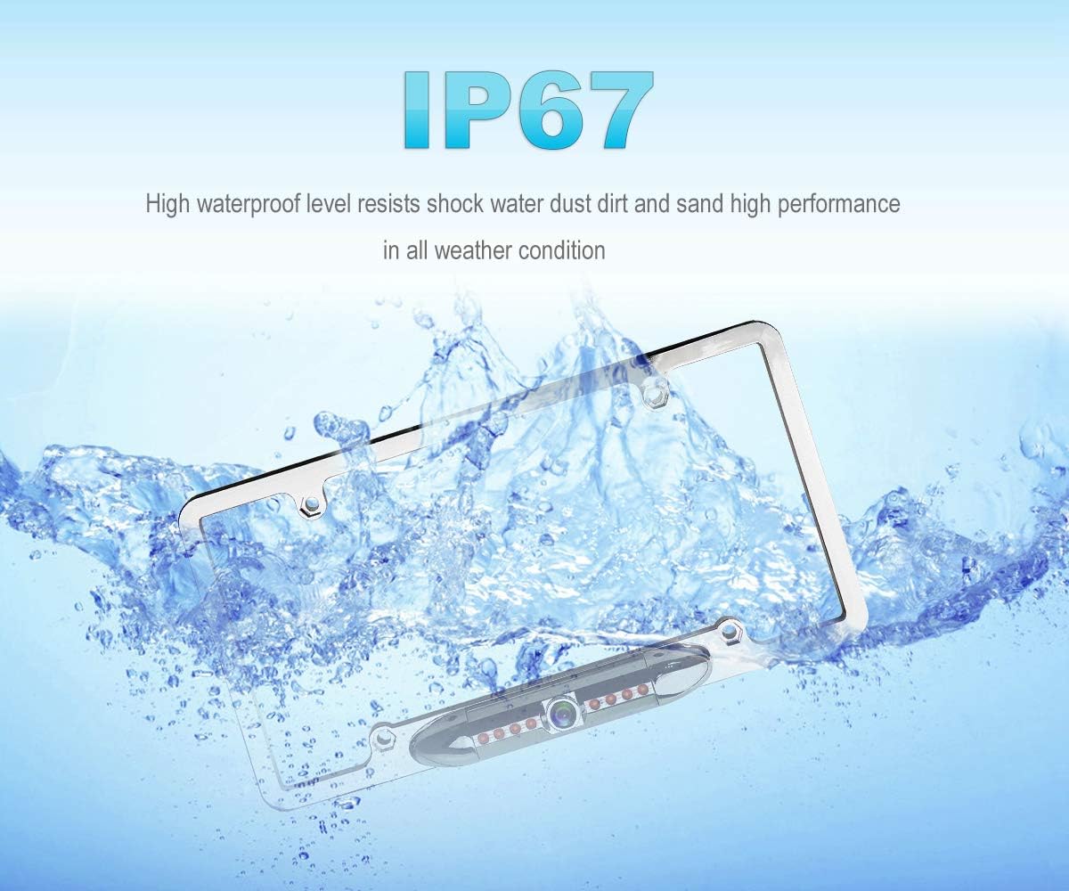 License Plate Backup Camera, JPP Front/Rear View Camera 170° Viewing Angle Universal Car Reverse Camera Waterproof 8 LED Night Vision Vehicle Reverse Camera