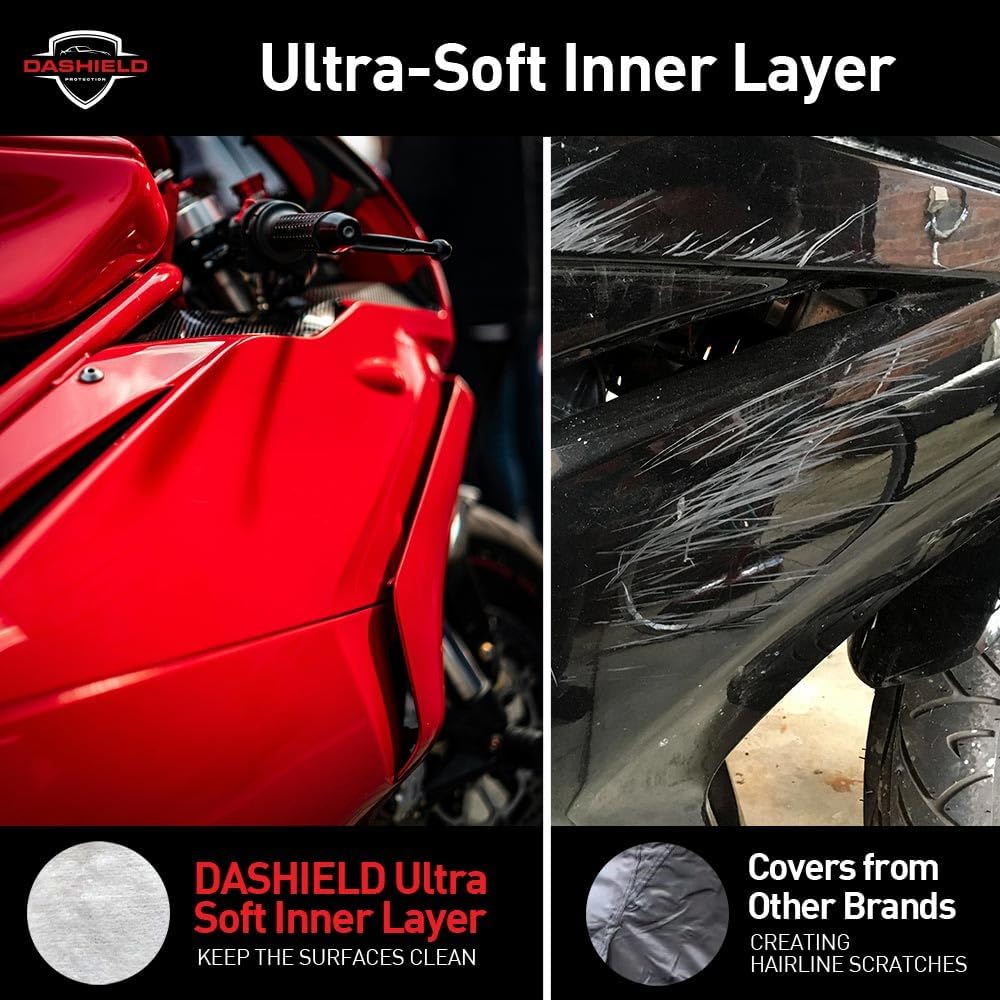 Ultimum Series Motorcycle Cover Waterproof All Weather Protection Universal Heavy Duty Night Reflector with Lock-Holes Compatible with Suzuki Harley Davidson Kawasaki Yamaha Honda Blue XL