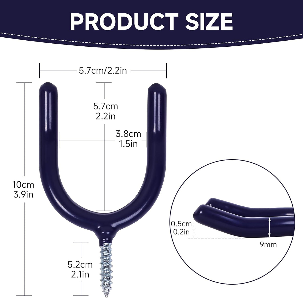 12 Pack Garage Storage System Steel U Hooks with Anti-Slip Coating Home Improvement and Organization Screw in Hooks Easy Wall Mounting Heavy Duty Bike and Ladder (Blue, 12 Pack)