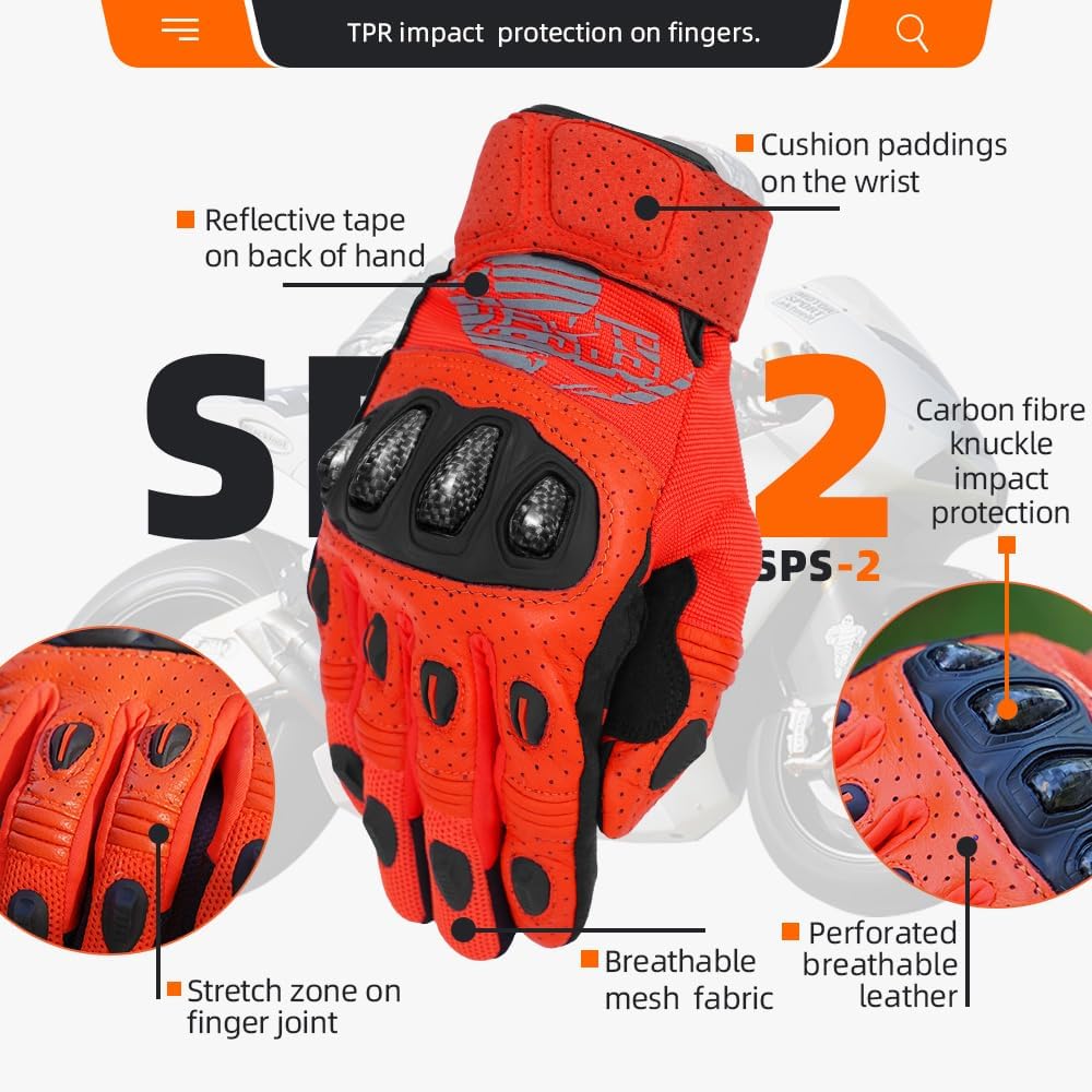 Seibertron SPS Series Touchscreen Motorcycle Motocross BMX ATV MTB Bicycle Cycling Full or Half Finger Gloves Adult and Youth