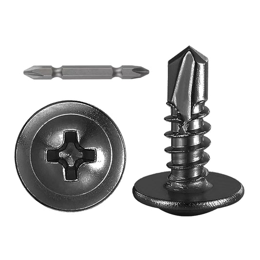 (350 pcs) Wensilon #10×1/2” for Sheet Metal Self-Tapping Screws 410 Black Stainless Steel Truss Head High-Strength Quick Tapping