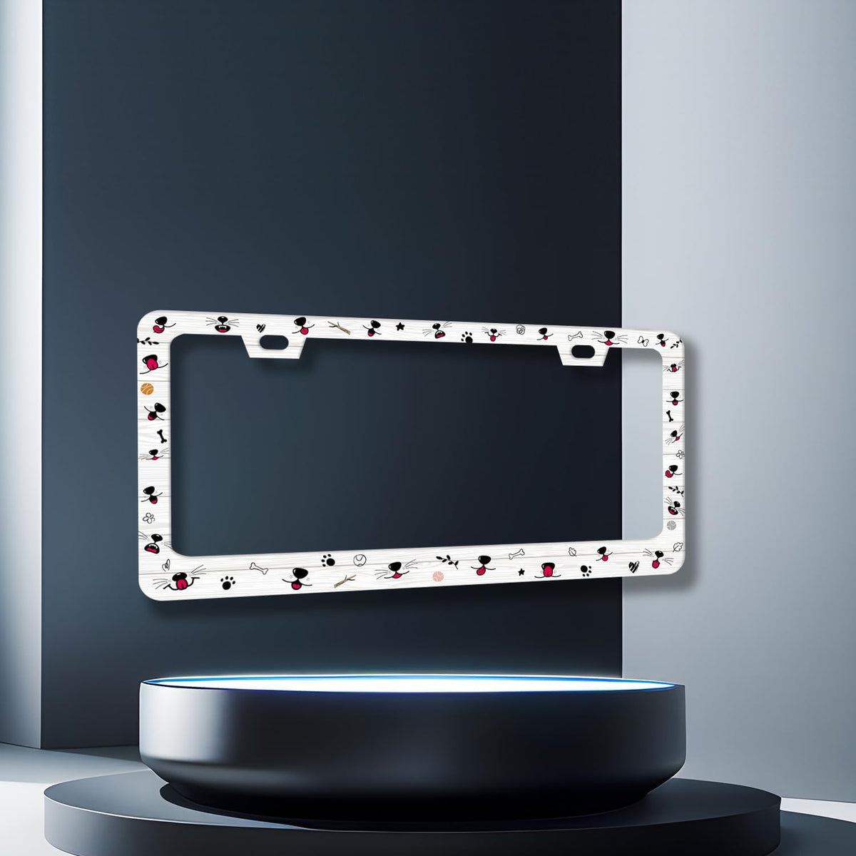 Cute Dog Cat Mouth License Plate Frame Colorful Animal License Plate Holder Stainless Steel License Plate for USA Canada 6.3" X 12.3" with 2 Holes and Screws