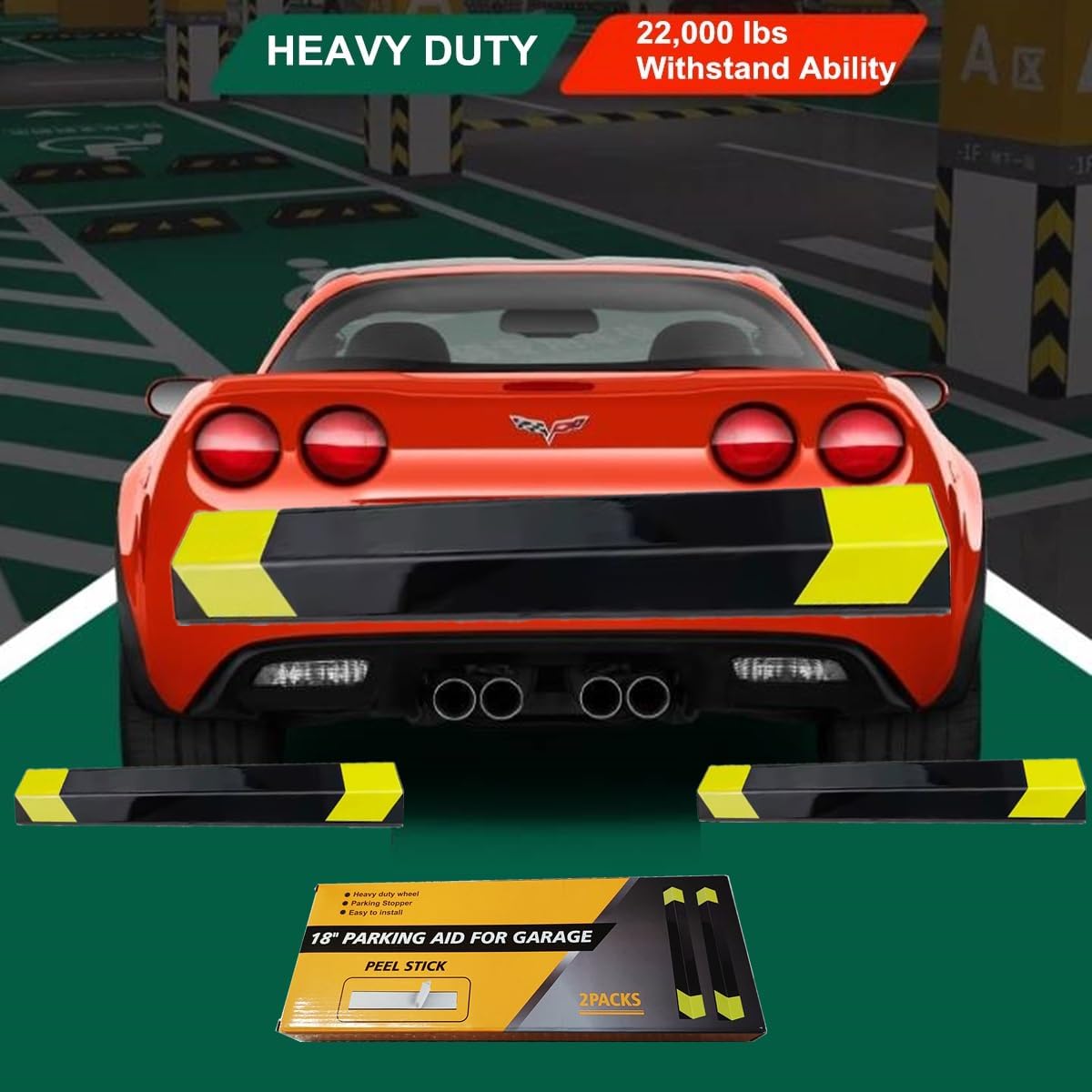 Heavy Duty Parking Aid for Garage, 16" Car Parking Stopper for Garage 1 Pack, Parking Aids Protects Car, Parking Stopper Easy to Install 1 Packs 16" L (1 Pack 16" L x 1.25H)