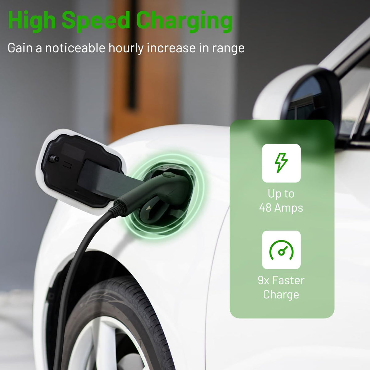 SBB Home Smart Level 2 EV Charger up to 48Amp, 240V Indoor/Outdoor Fast Car Charging Station with App, Wi-Fi Enabled EVSE, Hardwired Electric Car Charger Compatible with All EV Models