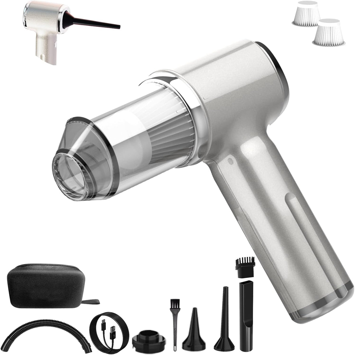 Handheld Car Vacuum Cleaner High Power,4-in-1 Small Portable Mini Cordless Brushless Motor Cleaner with 22000pa Suction Power & Air Duster,Type-C Charge,Cleaner for Home,Car(Mysterious Silver)