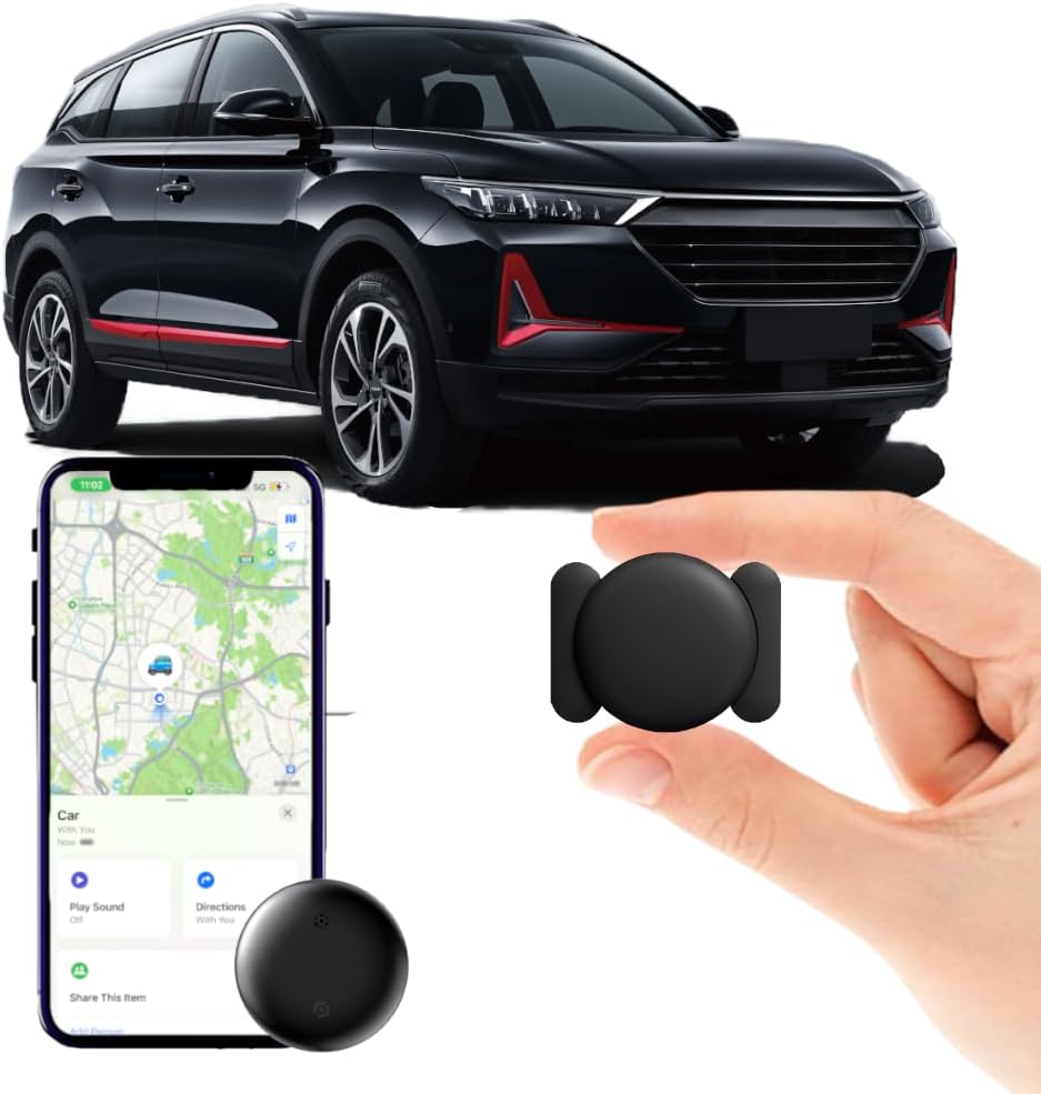 Car GPS Tracker for Vehicles Worldwide GPS Tracker for Vehicles Work with Find My (iOS Only), Car Vehicle Tracking Anti-Lost Locator with App for Cars, Wallet, Pets, Luggage (Black)