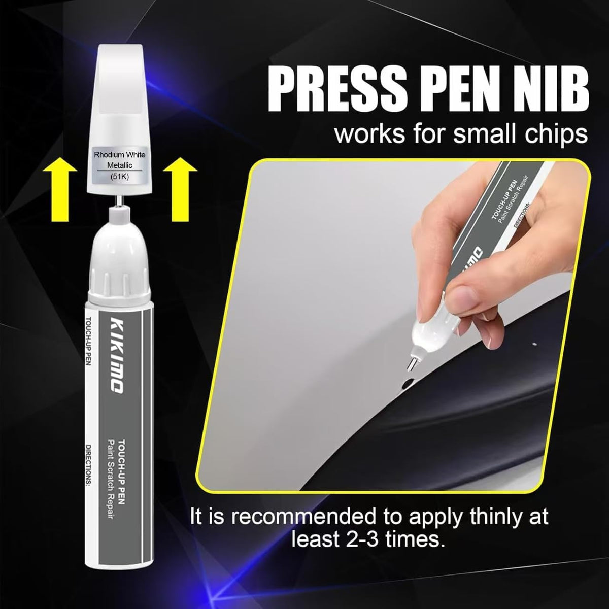 KIKIMO for Mazda Touch Up Paint(Jet Black Mica(41W)), Car Paint Repair Kit for Mazda, 2 In 1 Scratches Repair with Pen Tip and Brush, Color-Matched for Quick & Easy Fix