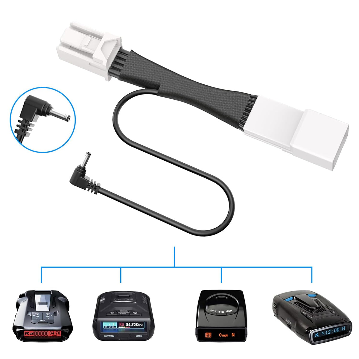 Radar Detector Power Adapter DC3.5 Plug (10P Type C) Compatible with Dodge RAM,Charger,Challenger,Grand Cherokee,Chrysler,with Auto-dimming Rearview Mirror,Radar Detector Adapter Cable,Clean Install