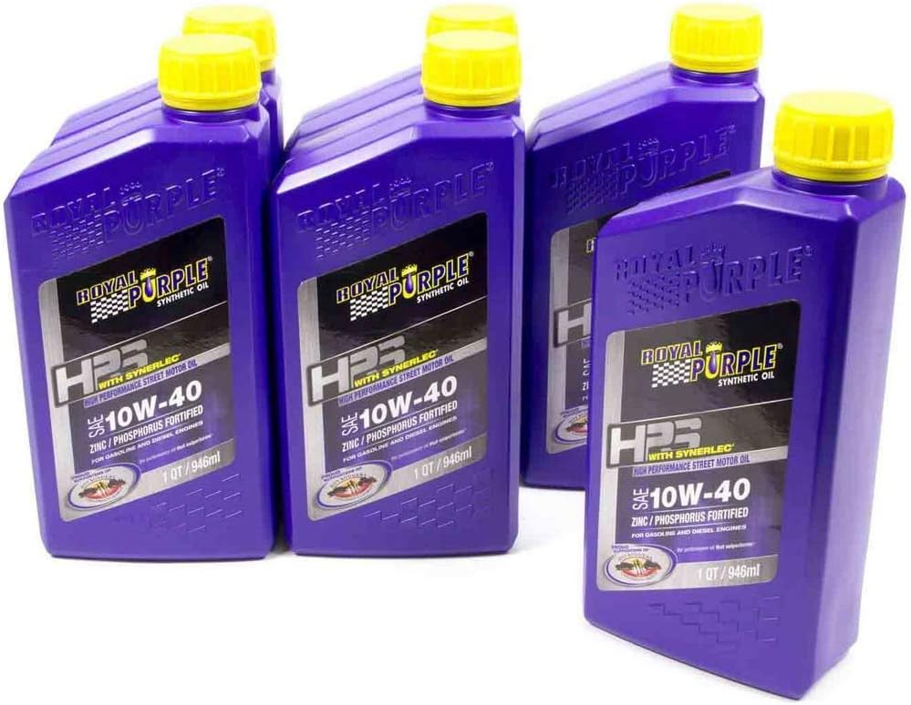 Royal Purple (36140-6PK HPS 10W-40 Synthetic Motor Oil with Synerlec Additive Technology - 1 Quart, (Case of 6)