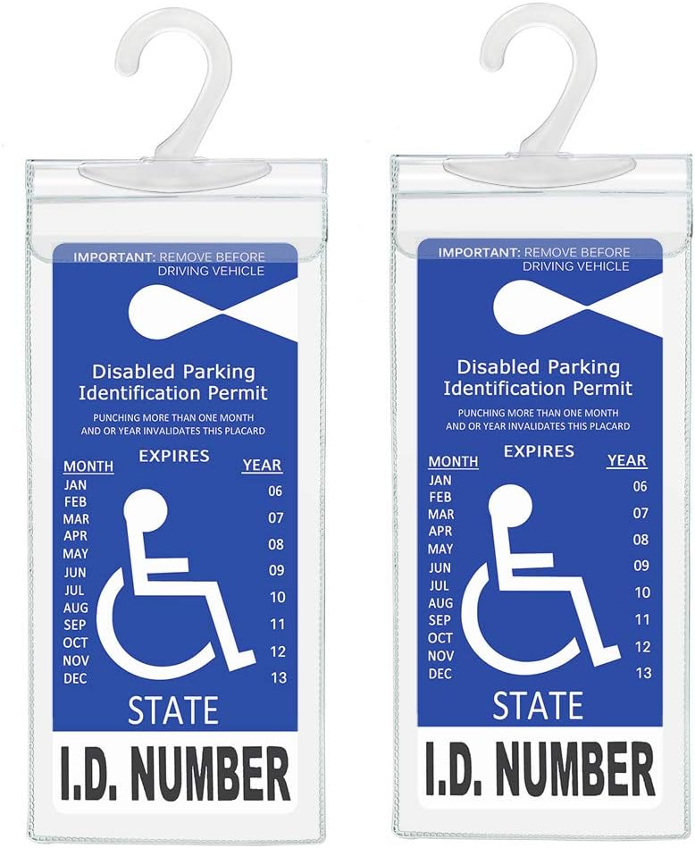 Handicap Parking Placard Holder, Ultra Transparent Disabled Permit Protective Cover with Large Hanger by Tbuymax (Set of 2)