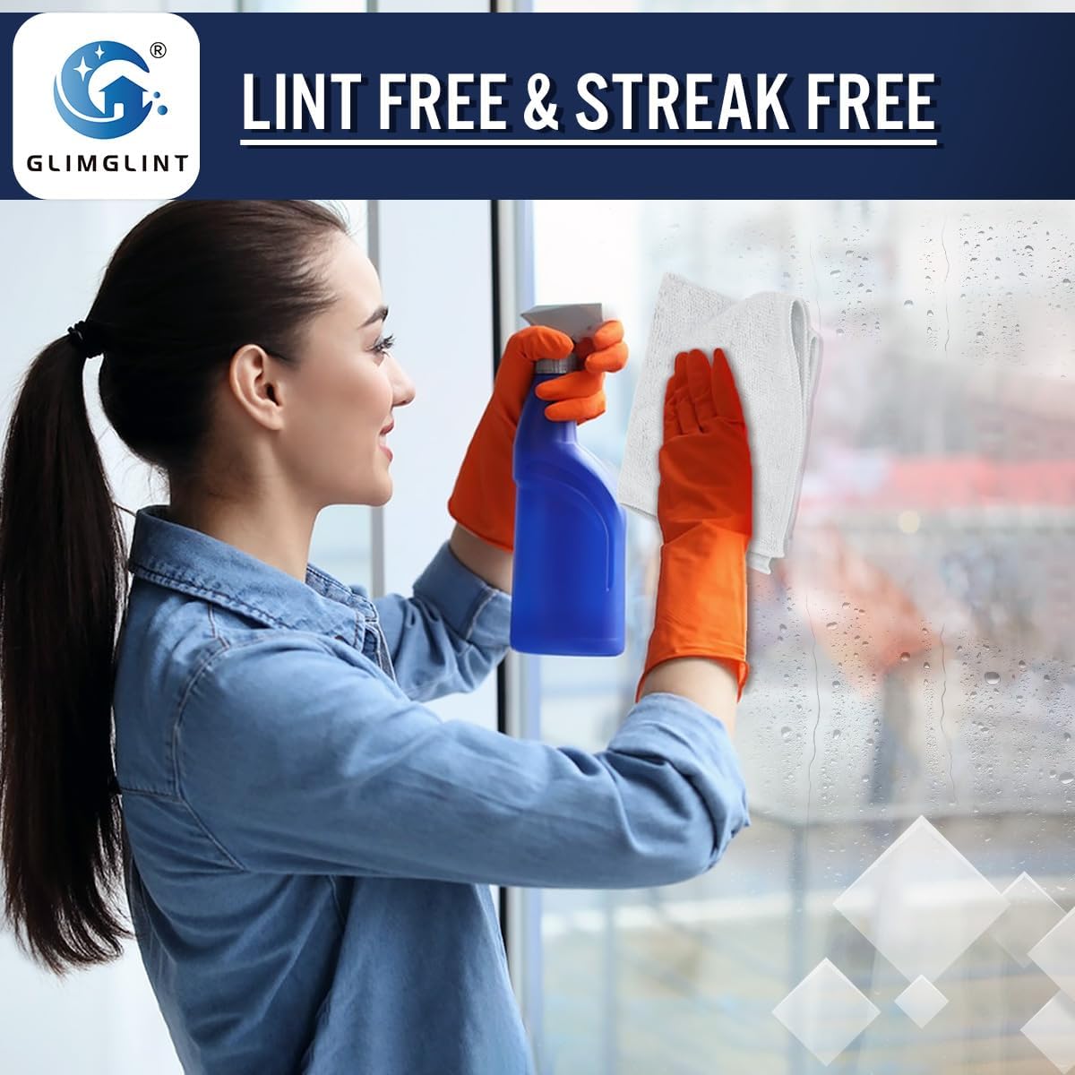 GLIMGLINT White Microfiber Cleaning Cloth, 150 Pack Microfiber Towels for Cars, Lint Free, Scratch-Free, Highly Absorbent, Reusable Cleaning Rags for Car, Household, Shop Towels 14"X12"